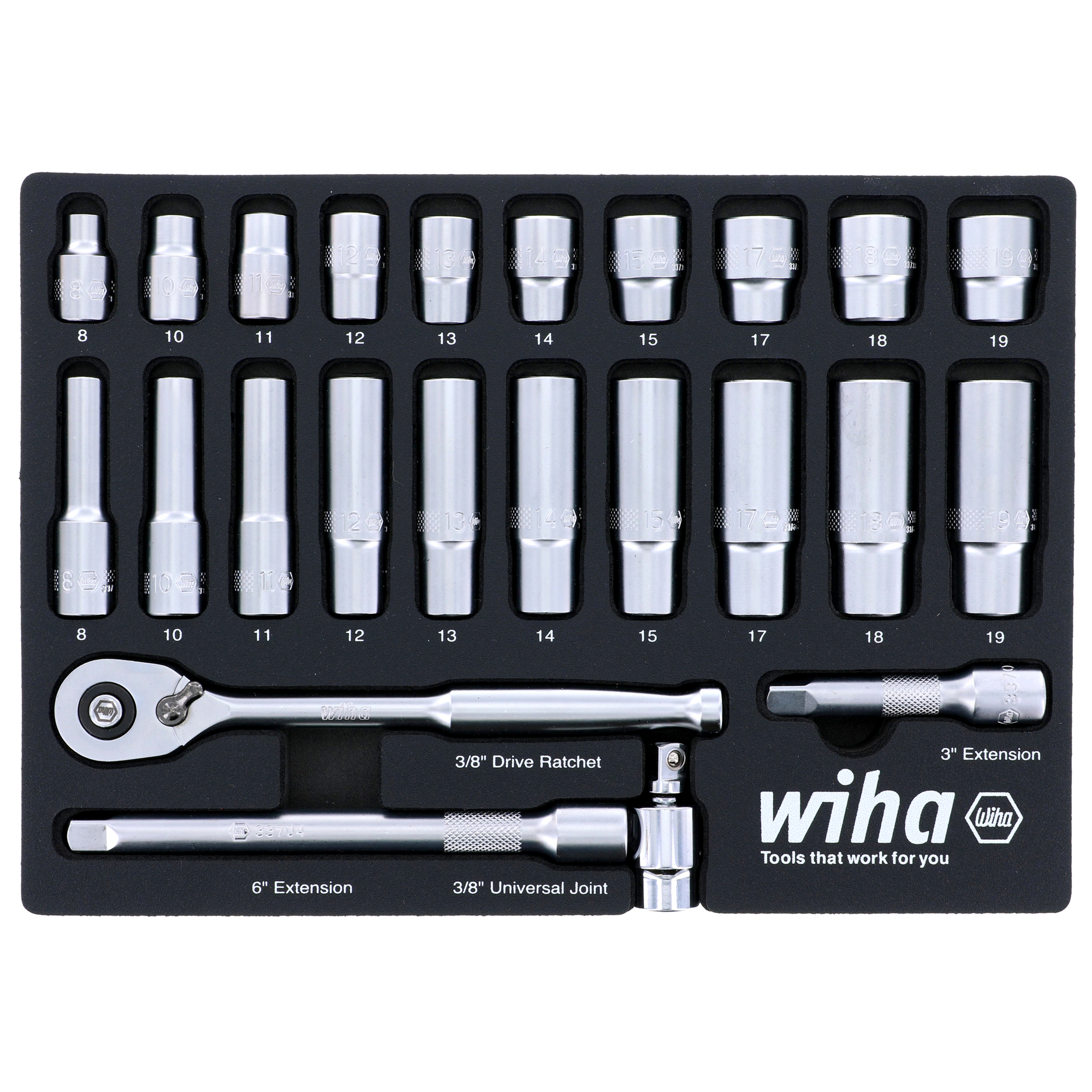 Wiha Professional Socket Tray Set - 24-Piece, Metric, Multi-Drive, Model# 33795
